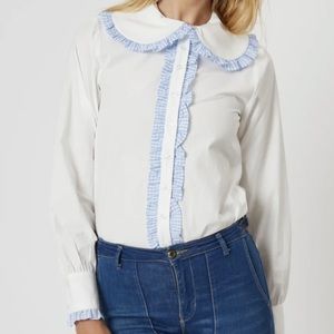 NWT $156 XS S The Shirt Rochelle Behrens Josephine Peter Pan Collar Blouse